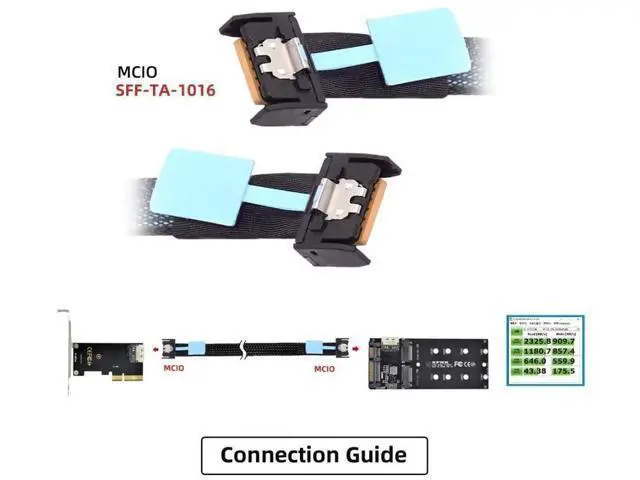 Alt view image 3 of 7 - 0.5M PCIE 5.0 MCIO 4X 38Pin Extender Cable, SFFTA1016 Mini Cool Edge IO 56Gbps HighSpeed Cable for Server NVMe SSD/RAID/HBA