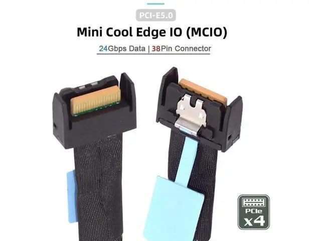 Alt view image 6 of 7 - 0.5M PCIE 5.0 MCIO 4X 38Pin Extender Cable, SFFTA1016 Mini Cool Edge IO 56Gbps HighSpeed Cable for Server NVMe SSD/RAID/HBA