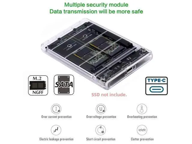 Alt view image 3 of 7 - Dual NGFF B+M-Key M.2 SATA + 2.5 Inch SATA Combo Enclosure, USB 3.0 Type-C Multi-Disk Storage Case Support RAID 0, JBOD, Span Mode