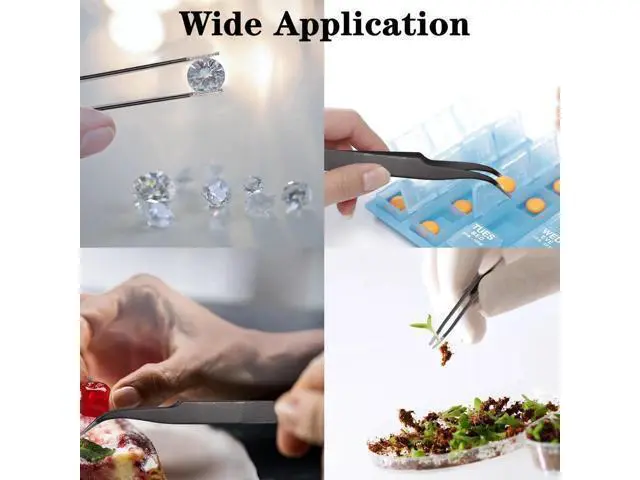 Alt view image 7 of 7 - 11PCS ESD Anti-Static Stainless Steel Precision Tweezers Kit with Storage Bag for Electronics, Lab, Jewelry & DIY Crafts