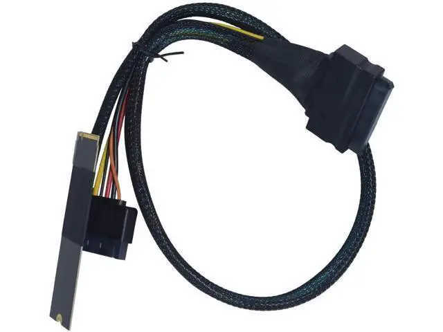 Alt view image 3 of 7 - 0.5M/1.6FT M.2 M-Key NVMe to U.2 SFF-8639 Extension Cable PCIe 4.0 x4 64Gbps with 15Pin SATA Power, for Mainboard M.2 Slot to 2.5" U.2 NVMe SSD Server Storage Docking
