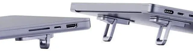 Main image of Grey Adjustable Aluminum Laptop Stand, Portable Foldable Invisible Ergonomic Laptop Riser Cooling Pad, Fits 12-17 Inch Laptops & Tablets Compatible with MacBook Pro/Air