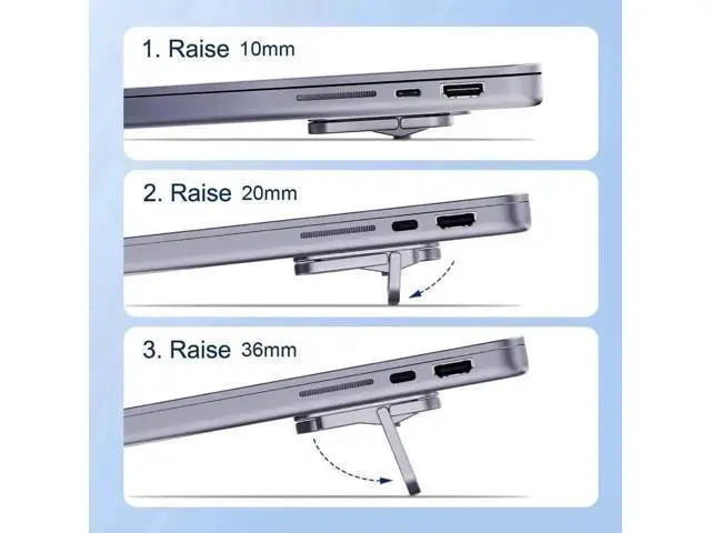 Alt view image 7 of 7 - Grey Adjustable Aluminum Laptop Stand, Portable Foldable Invisible Ergonomic Laptop Riser Cooling Pad, Fits 12-17 Inch Laptops & Tablets Compatible with MacBook Pro/Air