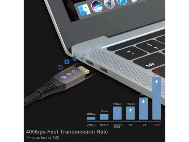Alt view image 5 of 7 - 1.8M USB4.0 USB-C to USB-C Cable, 40Gbps Data Transfer, 100W PD Charging