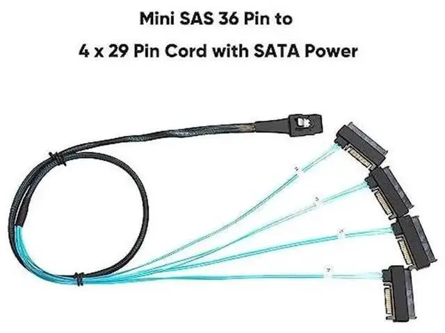 Alt view image 3 of 7 - 2 Pack 3.3FT SFF-8087 to 4×SFF-8482 Internal Mini SAS Cable with SATA Power