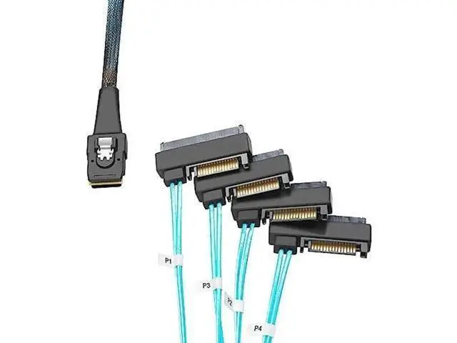 Alt view image 6 of 7 - 2 Pack 3.3FT SFF-8087 to 4×SFF-8482 Internal Mini SAS Cable with SATA Power