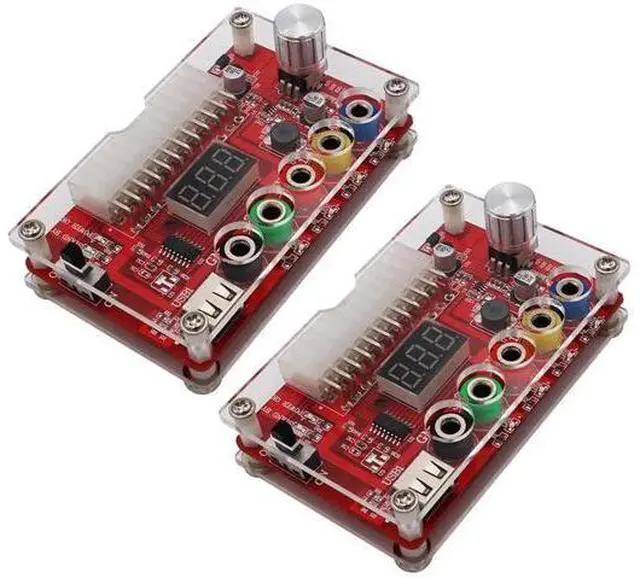 Main image of 2 Pcs 24Pin ATX PSU Breakout Board Module with Acrylic Housing Kit, PC Power Terminal Adapter Supporting Fixed 3.3V/5V/12V & Adjustable 1.8V10.8V Output