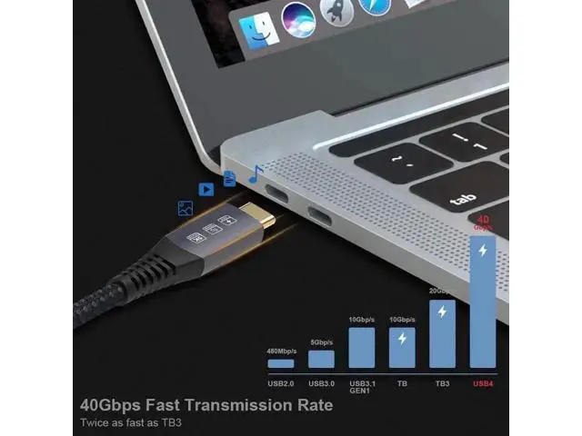 Alt view image 6 of 7 - 1.8M USB4.0 Type-C to Type-C Cable, 40Gbps Data Transfer, 100W PD Fast Charging