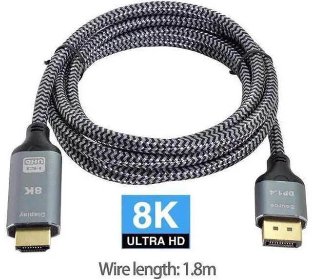 Main image of 1.8M/6FT DP 1.4 Male to HDMI 2.0 Male Cable, Uni-Directional DisplayPort to HDMI Cord Supports 8K UHD & 4K Video Audio for PC GPU Gaming Monitor HDTV Projector