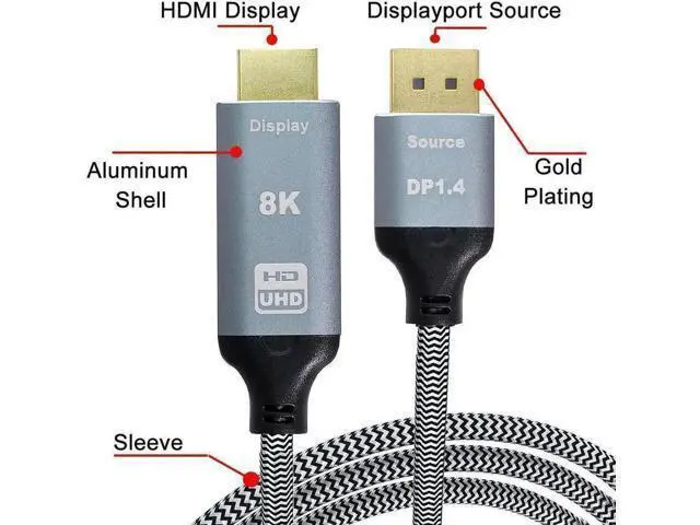 Alt view image 3 of 4 - 1.8M/6FT DP 1.4 Male to HDMI 2.0 Male Cable, Uni-Directional DisplayPort to HDMI Cord Supports 8K UHD & 4K Video Audio for PC GPU Gaming Monitor HDTV Projector