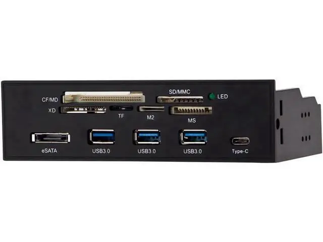 Alt view image 6 of 7 - 5.25 Inch All-in-One PC Front Panel Card Reader, Multifunction Internal Bay Hub with 3×USB3.0, USB2.0, Type-C, eSATA, Supports MD SD MMC XD TF M2 MS CF Up to 64GB Memory Cards