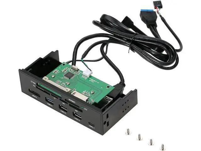 Alt view image 5 of 7 - 5.25 Inch All-in-One Multifunction PC Front Panel Card Reader, Internal Bay Hub with 3 USB3.0, USB2.0, Type-C, eSATA Ports, Supports MD/SD/MMC/XD/TF/M2/MS/CF Cards Up to 64GB