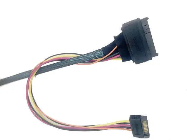 Alt view image 5 of 5 - SFF-8087 38Pin Mini SAS to 4 SATA SSD Breakout Cable with Power Supply, 100CM Internal Hard Drive Multi-Drop Wire