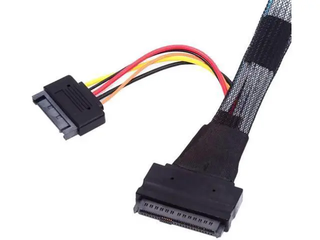 Alt view image 2 of 7 - PCIe 5.0 MCIO 4X 38Pin SFF-TA-1016 to U.2 SFF-8639 NVMe SSD Cable with SATA 15Pin Power, 0.5M Internal Server Storage Cable
