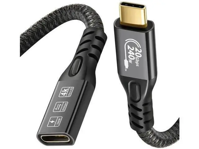 Alt view image 2 of 7 - 16.4FT USB-C 3.2 Gen2x2 Extension Cable, Male to Female Extender, 20Gbps Data, 240W PD Charging, 4K@60Hz Video for External SSD, eGPU
