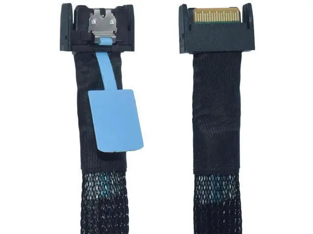 Alt view image 5 of 7 - 50cm 1.6ft PCIe 5.0 MCIO x4 to U.2 SFF-8639 NVMe Cable with 15-Pin SATA Power, Mini Cool Edge IO High-Speed Extension Cord for Server Motherboard Enterprise NVMe SSD Storage