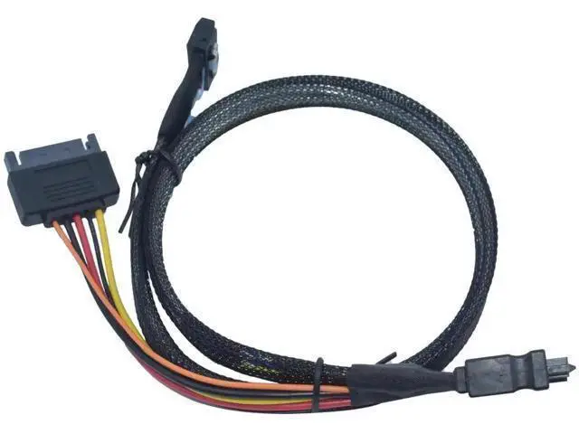 Alt view image 6 of 7 - 50cm 1.6ft PCIe 5.0 MCIO x4 to U.2 SFF-8639 NVMe Cable with 15-Pin SATA Power, Mini Cool Edge IO High-Speed Extension Cord for Server Motherboard Enterprise NVMe SSD Storage