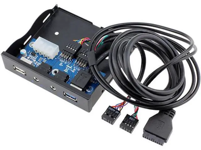 Alt view image 5 of 5 - 3.5 Inch Floppy Bay Multi-Function Front Panel Hub, 2×USB3.0 + HD Audio & Mic Jack Metal Expansion Bracket, Comes with 20Pin USB3.0 + 10Pin USB2.0 Internal Adapter Cables for Desktop PC Chassis