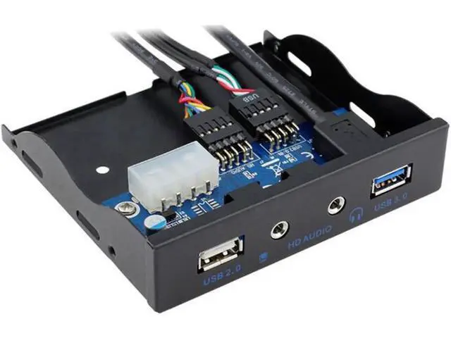 Alt view image 3 of 5 - 3.5 Inch Floppy Bay Multi-Function Front Panel Hub, 2×USB3.0 + HD Audio & Mic Jack Metal Expansion Bracket, Comes with 20Pin USB3.0 + 10Pin USB2.0 Internal Adapter Cables for Desktop PC Chassis