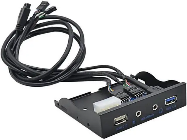 Alt view image 4 of 5 - 3.5 Inch Floppy Bay Multi-Function Front Panel Hub, 2×USB3.0 + HD Audio & Mic Jack Metal Expansion Bracket, Comes with 20Pin USB3.0 + 10Pin USB2.0 Internal Adapter Cables for Desktop PC Chassis