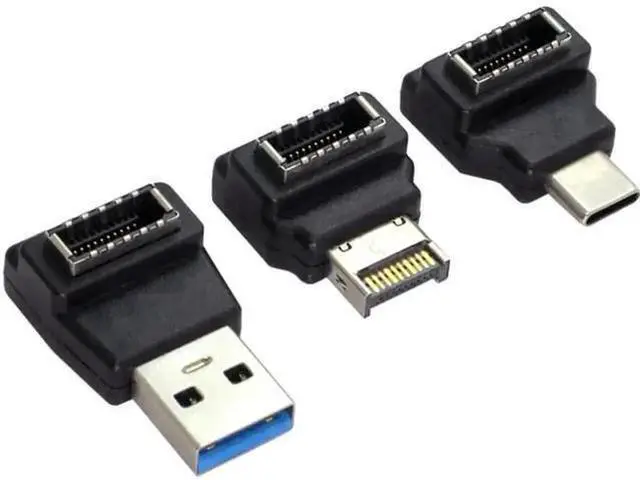 Main image of 3 Pack USB 3.1 Front Panel Adapter, Type-E Male to Dual Type-A & Type-C Female Internal Header Converter for PC Chassis Front I/O