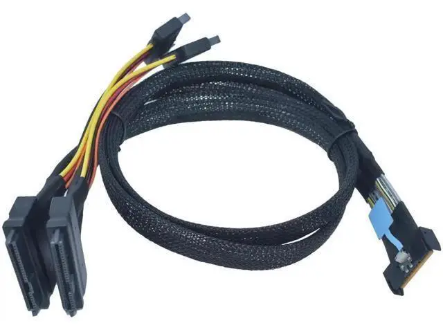Alt view image 4 of 6 - 50cm 1.6ft PCIe 4.0 MCIO x8 to Dual SFF-8639 U.2 NVMe Splitter Cable with 15-Pin SATA Power, Mini Cool Edge IO High-Speed Storage Extension Cord for Server Motherboard Dual NVMe SSD Arrays