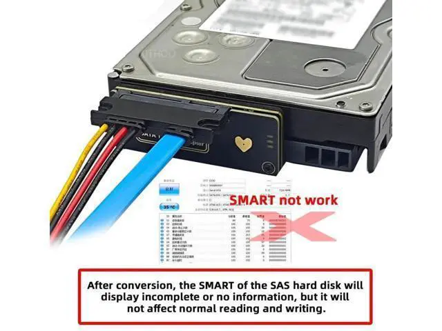 Alt view image 4 of 7 - SATA to SAS Adapter, SFF-8482 Converter for 2.5/3.5 Inch SAS Hard Drive Connecting to Motherboard SATA Port