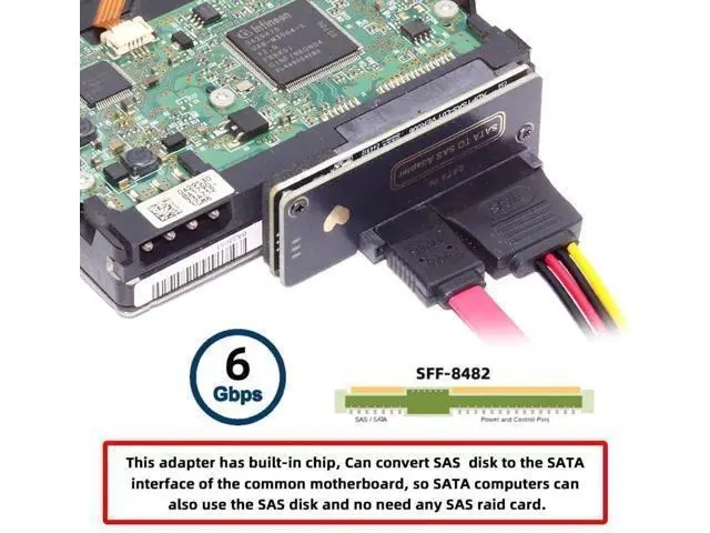Alt view image 3 of 7 - SATA to SAS Adapter, SFF-8482 Converter for 2.5/3.5 Inch SAS Hard Drive Connecting to Motherboard SATA Port