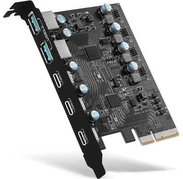 Main image of PCIe X4 USB 3.2 Gen 2 Expansion Card, 5-Port Front Panel USB Controller Adapter (3×USB-C + 2×USB-A), 10Gbps SuperSpeed PCI Express Add-On Card for Desktop Motherboard