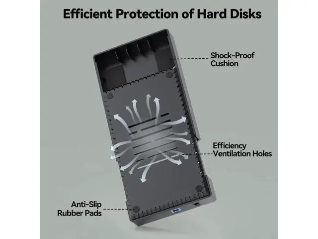 Alt view image 7 of 7 - 3.5 Inch SATA Hard Drive Enclosure, USB 3.0 External HDD Case Supports UASP & Max 20TB Storage, Comes with 12V 24W Power Adapter for Data Recovery & Desktop Storage Backup