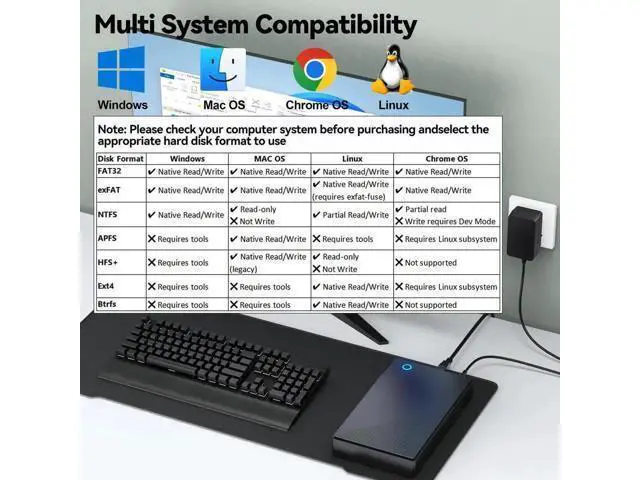Alt view image 4 of 7 - 3.5 Inch SATA Hard Drive Enclosure, USB 3.0 External HDD Case Supports UASP & Max 20TB Storage, Comes with 12V 24W Power Adapter for Data Recovery & Desktop Storage Backup