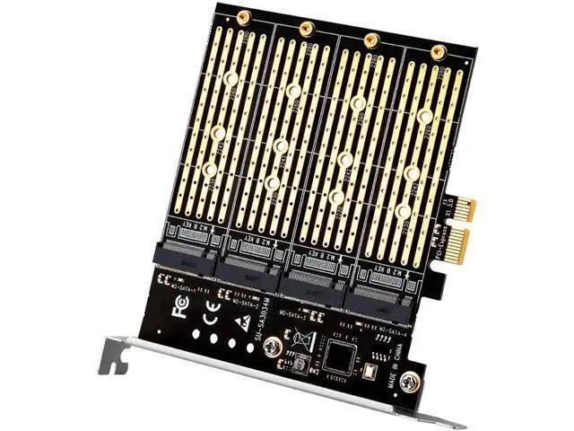 Alt view image 3 of 5 - 4-Port B Key M.2 SATA PCIe 3.0 x1 Expansion Card with ASMedia ASM1064 Chip, PCI-E NGFF SSD Riser Adapter Card Specially for Chia Plot Mining, Support 2230/2242/2260/2280 SATA M.2 Drives