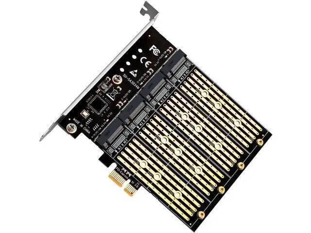 Alt view image 4 of 5 - 4-Port B Key M.2 SATA PCIe 3.0 x1 Expansion Card with ASMedia ASM1064 Chip, PCI-E NGFF SSD Riser Adapter Card Specially for Chia Plot Mining, Support 2230/2242/2260/2280 SATA M.2 Drives