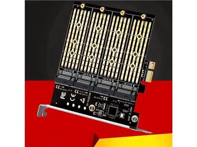 Alt view image 5 of 5 - 4-Port B Key M.2 SATA PCIe 3.0 x1 Expansion Card with ASMedia ASM1064 Chip, PCI-E NGFF SSD Riser Adapter Card Specially for Chia Plot Mining, Support 2230/2242/2260/2280 SATA M.2 Drives