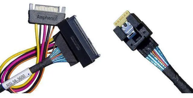 Main image of PCIe 4.0 SlimSAS x4 to U.3 NVMe Cable, SFF-8654 38Pin 4i Host to SFF-8639 68Pin U.3 Drive Cable with SATA 15Pin Power, Internal Server Storage Wire, 75CM Length