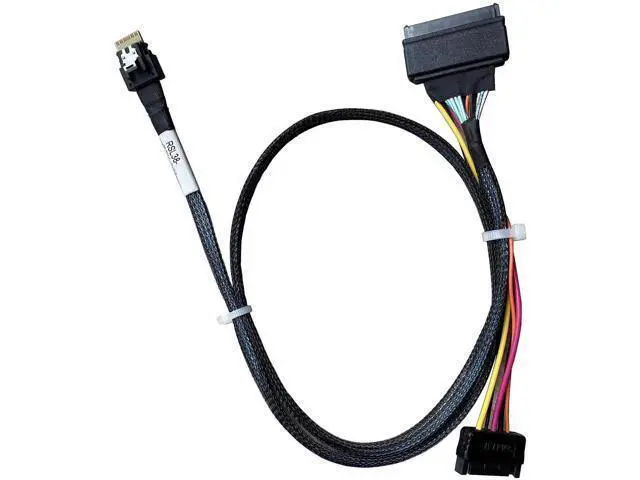 Alt view image 5 of 6 - PCIe 4.0 SlimSAS x4 to U.3 NVMe Cable, SFF-8654 38Pin 4i Host to SFF-8639 68Pin U.3 Drive Cable with SATA 15Pin Power, Internal Server Storage Wire, 75CM Length