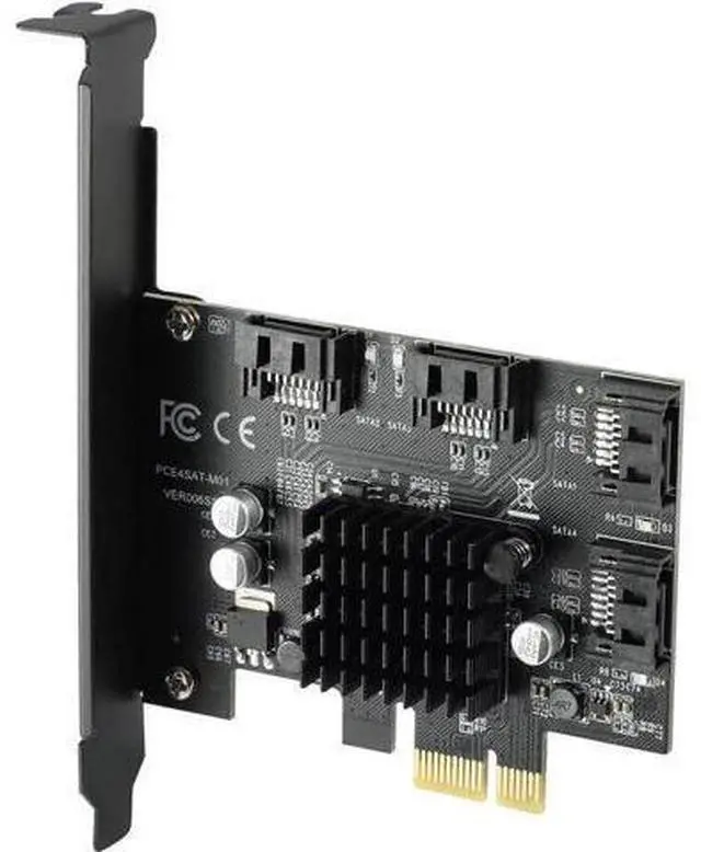 Main image of 4-Port PCIe 3.0 X1 SATA 3.0 Expansion Card, Marvell 88SE9215 Chip, Non-RAID, Bootable for SSD/HDD, Black