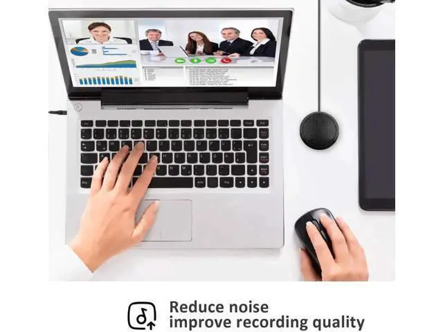 Alt view image 6 of 7 - 3.5mm Omnidirectional Desktop Condenser Microphone, 360° Pickup PC Mic for Laptop & Desktop, Ideal for Online Meetings, Online Classes, Gaming, Voice Chat & Audio Recording