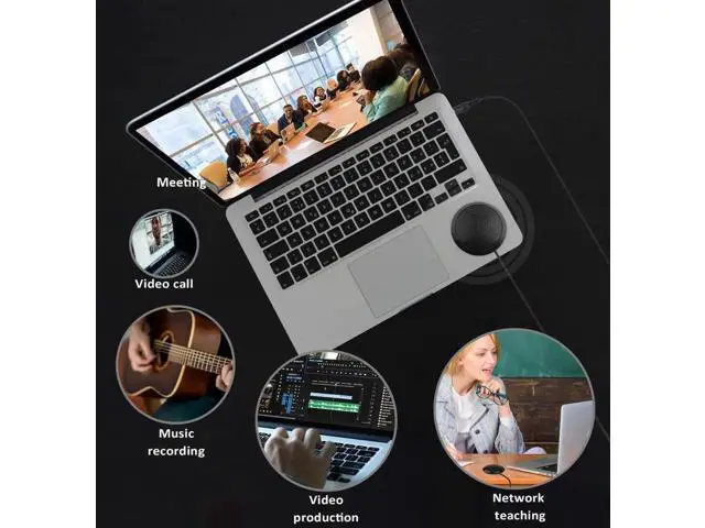Alt view image 3 of 7 - 3.5mm Omnidirectional Desktop Condenser Microphone, 360° Pickup PC Mic for Laptop & Desktop, Ideal for Online Meetings, Online Classes, Gaming, Voice Chat & Audio Recording