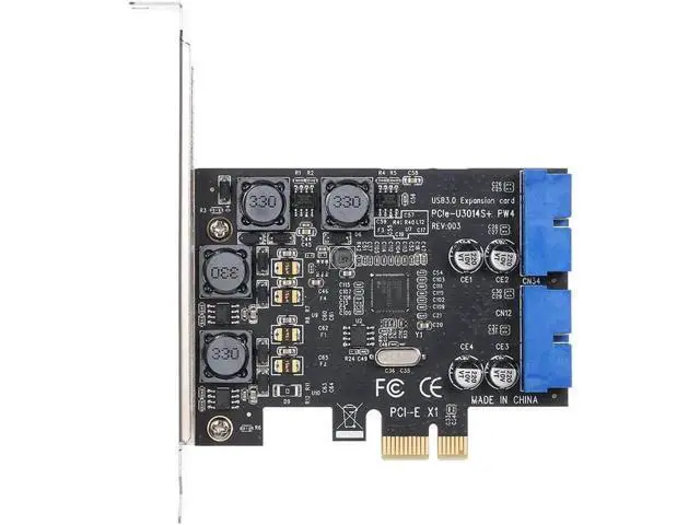 Alt view image 3 of 3 - PCIe X1 to Dual 20Pin USB 3.0 Internal Header Expansion Card, Super Speed PCI Express USB 3.0 Controller Card with Low Profile Flat Bracket