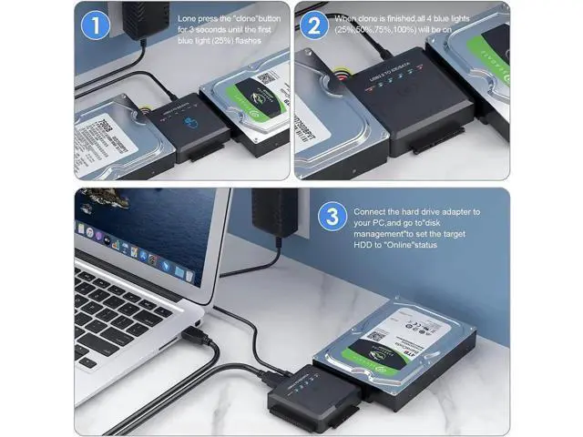 Alt view image 5 of 7 - USB 3.0 SATA IDE Hard Drive Adapter with One-Touch Backup, Supports 2.5/3.5" HDD/SSD & Optical Drives, Equipped with 12V 2A Power Adapter