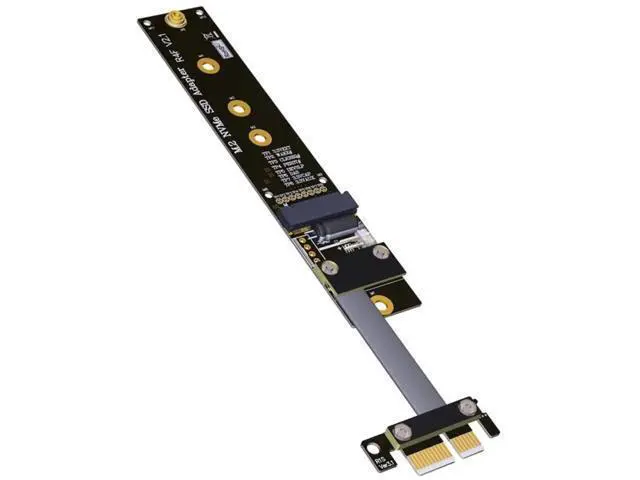 Alt view image 4 of 6 - M.2 M-Key NVMe SSD to PCIe x1 Riser Adapter Card, PCIe 4x to x1 Flexible FFC Flat Extension Cable PCIe Gen3.0 R14SF, 25cm Length