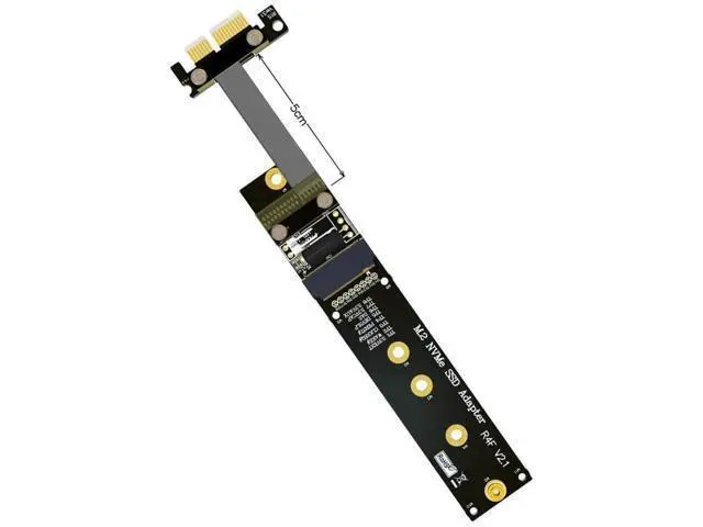Alt view image 3 of 6 - M.2 M-Key NVMe SSD to PCIe x1 Riser Adapter Card, PCIe 4x to x1 Flexible FFC Extension Cable Gen3.0 Model R14SF, 15cm Length