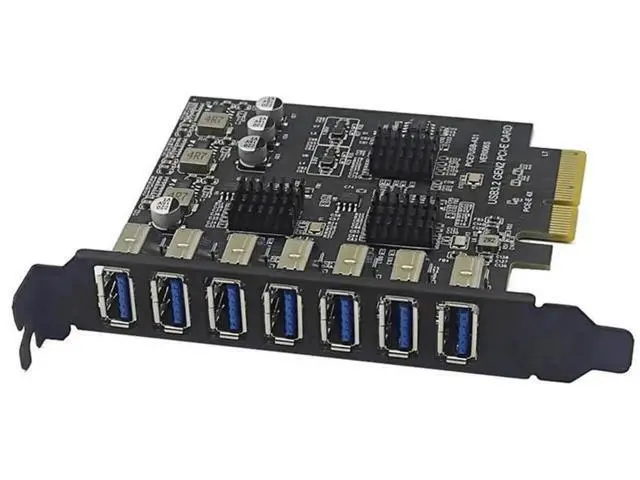 Alt view image 2 of 3 - PCIe X4 USB 3.2 Gen 2 Expansion Card, 7 Ports USB 3.0 Type-A 10Gbps PCI-E Controller Adapter, SuperSpeed PCI Express Add On Card for Desktop Motherboard