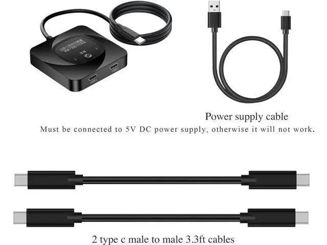 Alt view image 3 of 7 - Bi-Directional USB-C Switch Selector 2 In 1 Out / 1 In 2 Out, 8K@60Hz, USB3.1 Gen2 10Gbps Data, PD 100W Charging with Power Indicator for Laptops & PCs