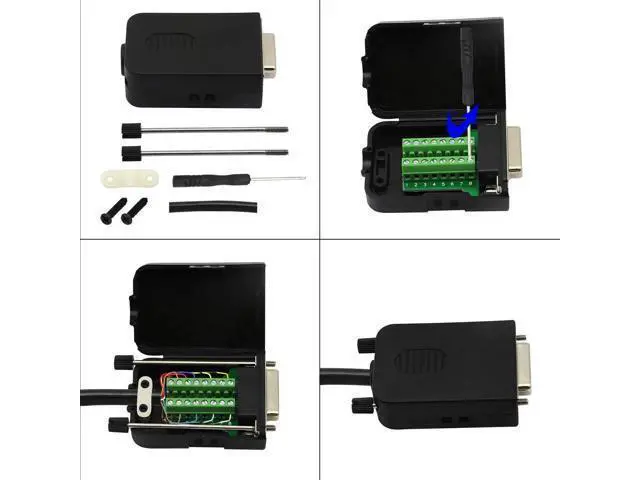 Alt view image 6 of 7 - Black DB15 Female Solderless Breakout Terminal Board with Plastic Housing & Long Screws, D-SUB 15Pin Serial Signal Screw Terminal Adapter Module (FB Version)
