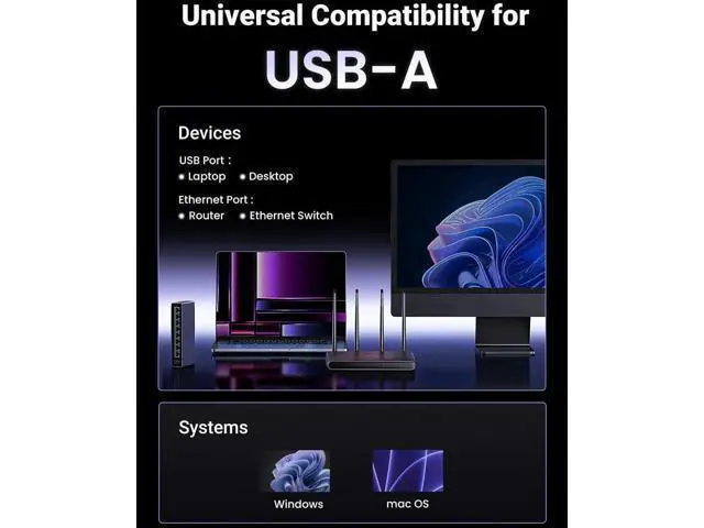 Alt view image 4 of 7 - UGREEN 2.5G USB 3.0 to RJ45 Ethernet Adapter, Aluminum 2500Mbps LAN Network Dongle for Laptop Desktop, Compatible with MacBook Air/Pro, Dell XPS, Windows & macOS