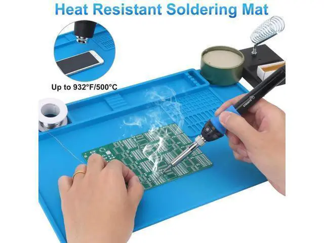 Alt view image 2 of 7 - Heat Resistant Silicone Soldering Work Mat 13.8×9.9 Inch, 932°F High Temp Anti-Slip Magnetic Repair Pad for Phone, Watch, Eyeglass & Electronics Repair