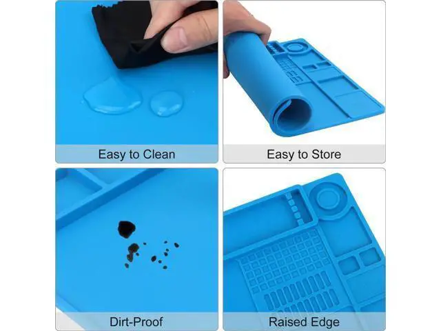 Alt view image 3 of 7 - Heat Resistant Silicone Soldering Work Mat 13.8×9.9 Inch, 932°F High Temp Anti-Slip Magnetic Repair Pad for Phone, Watch, Eyeglass & Electronics Repair