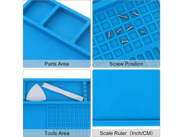 Alt view image 5 of 7 - Heat Resistant Silicone Soldering Work Mat 13.8×9.9 Inch, 932°F High Temp Anti-Slip Magnetic Repair Pad for Phone, Watch, Eyeglass & Electronics Repair